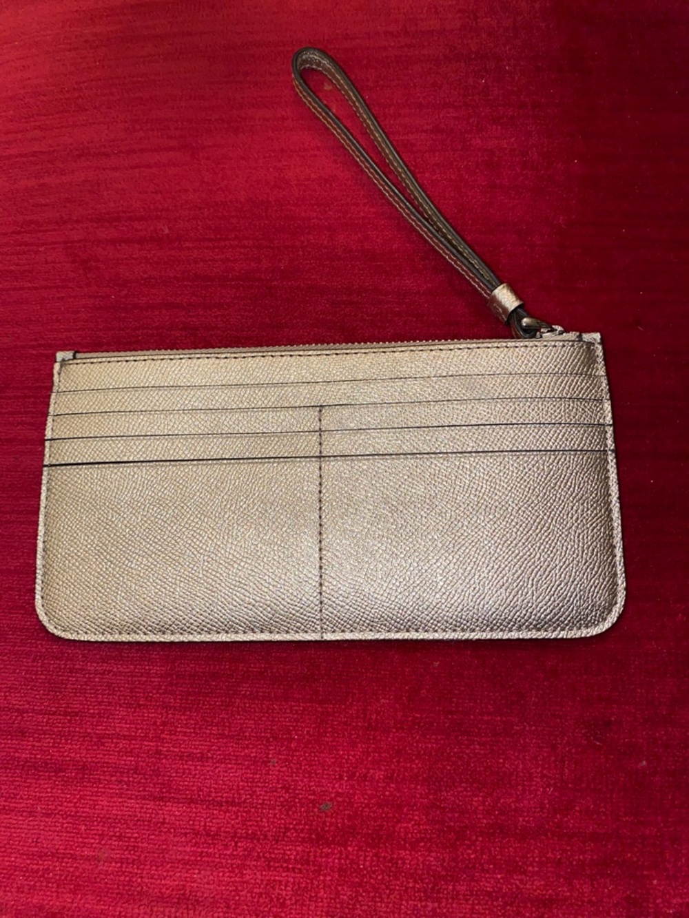 Coach Signature Zip Top Cardholder Wristlet Leather Wallet - Picture 5 of 13